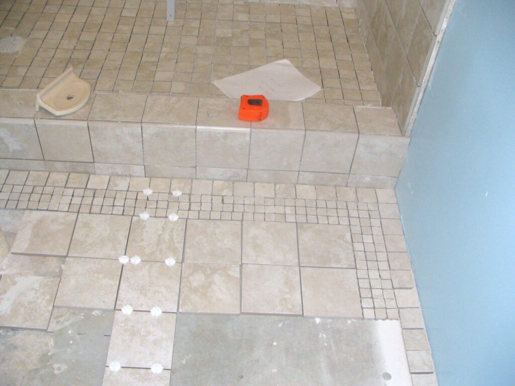 Basement Bathroom: Dry Fitting the Floor Tile Pattern