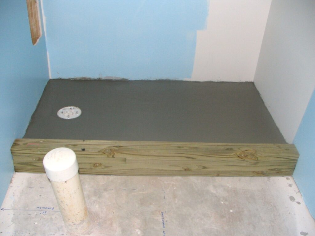 Basement Bathroom Shower Pan: Mortar Bed Pre-Slope