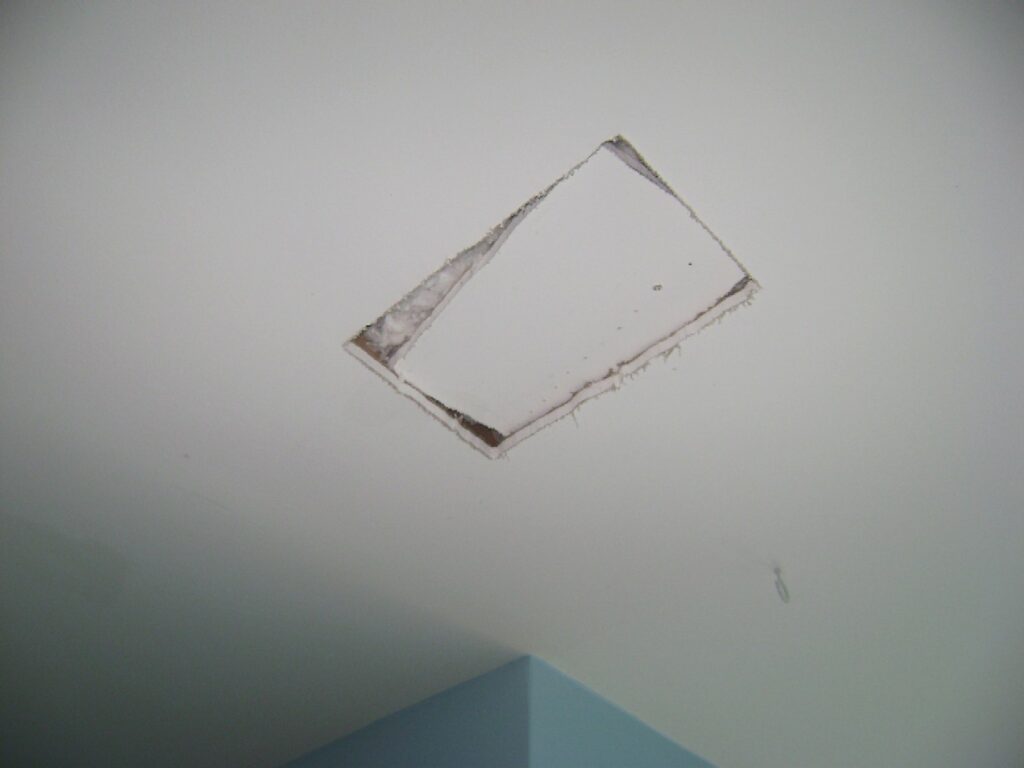 Ceiling Drywall Cutout for the New Air Vent