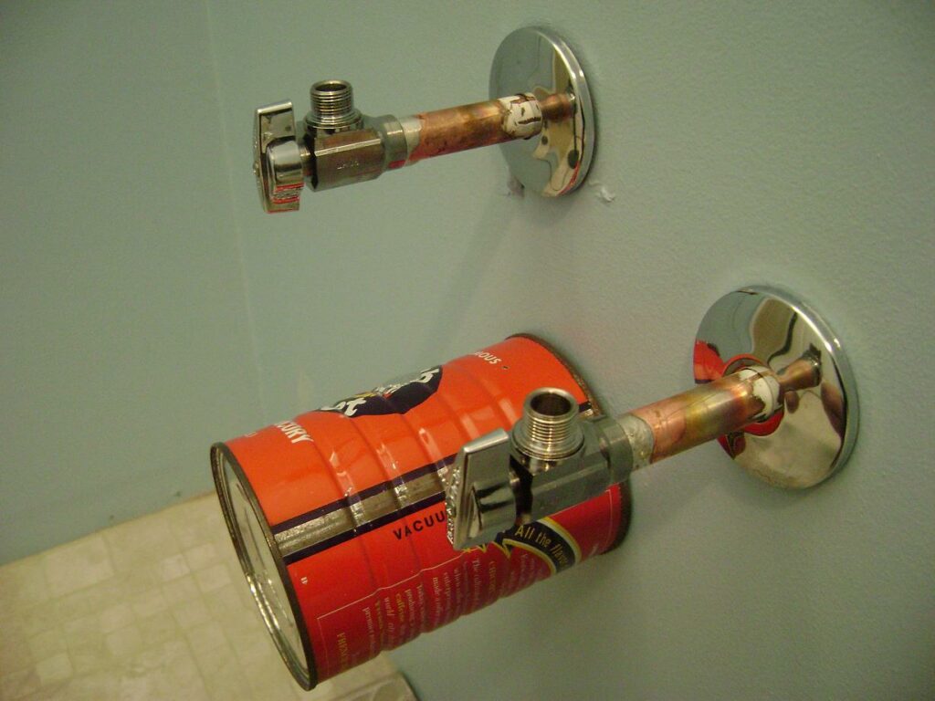 Basement Bathroom Plumbing: Hot and Cold Water Valves for the Sink