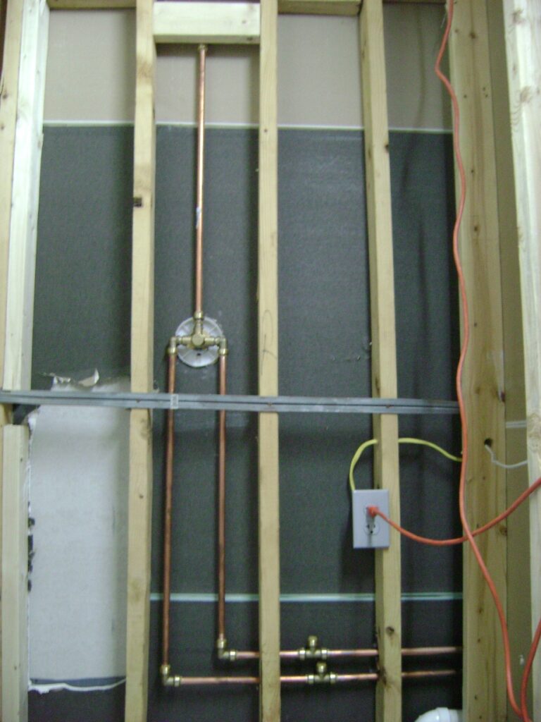 Basement Bathroom Plumbing: Shower Valve Hot & Cold Water Pipe Connections