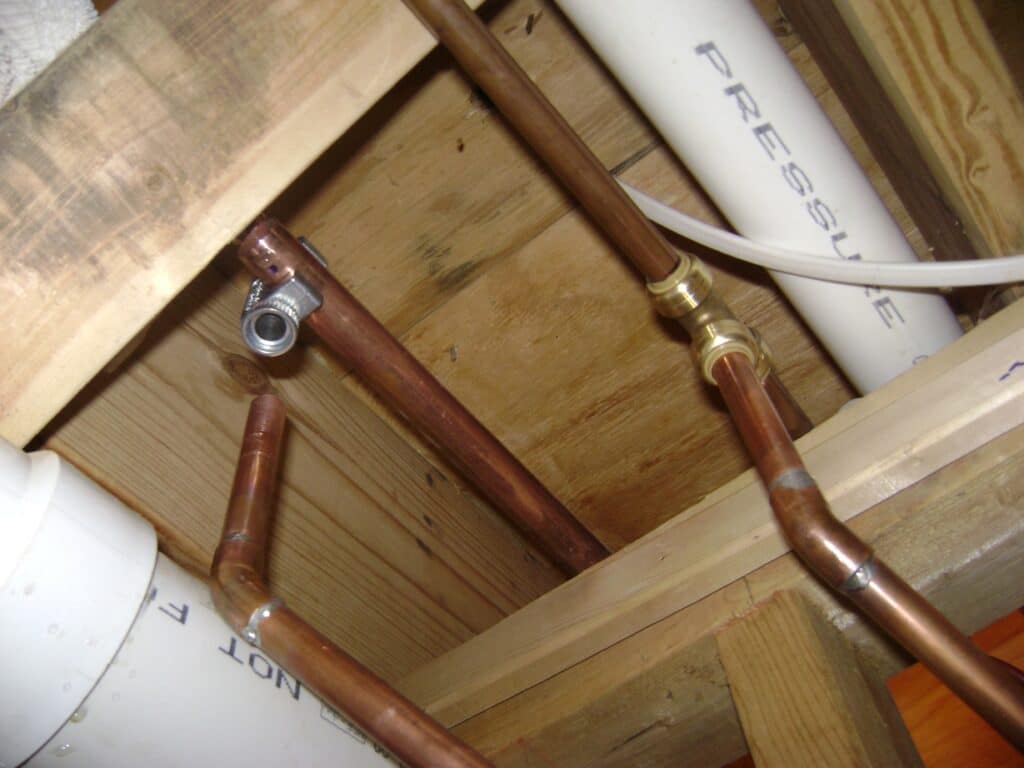 Basement Bathroom Plumbing: Hot and Cold Main Water Line T-Fittings