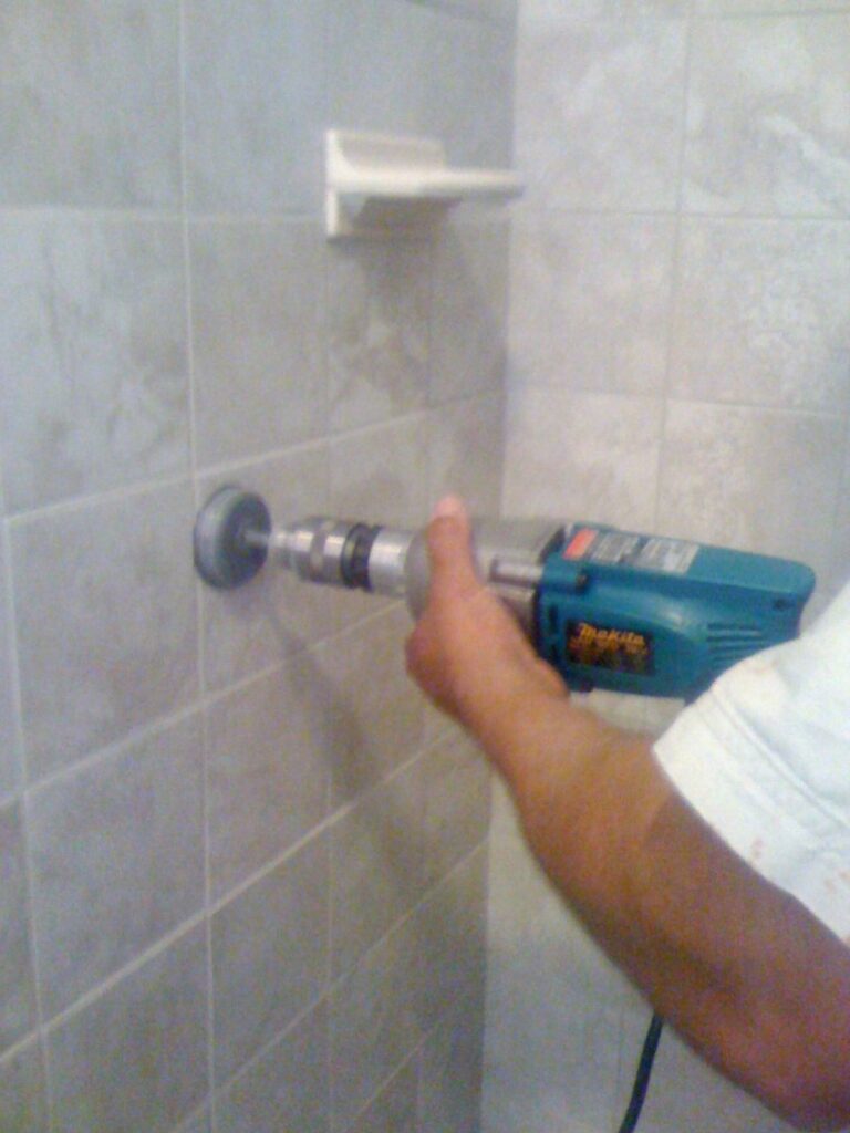 Basement Bathroom: Cut the Shower Valve Hole with a Diamond Hole Saw