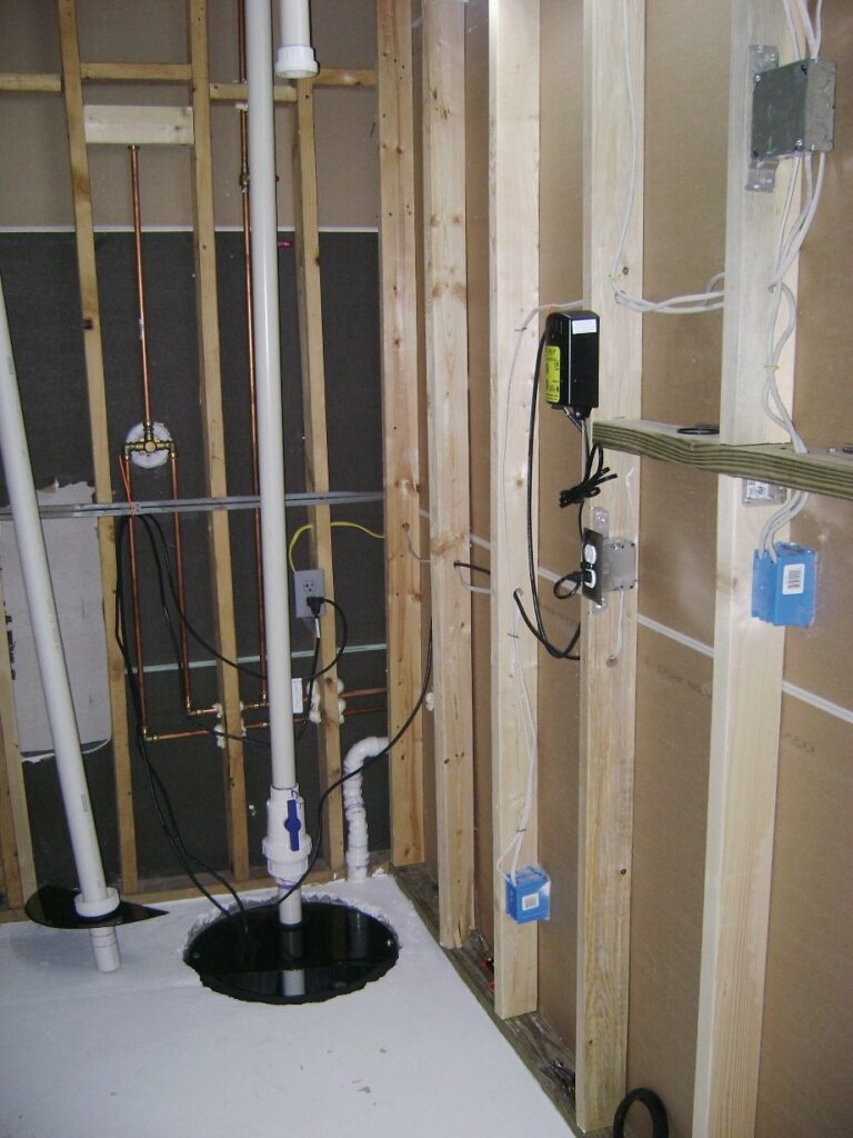 Basement Bathroom Sewage Pump and High Water Alarm Installation