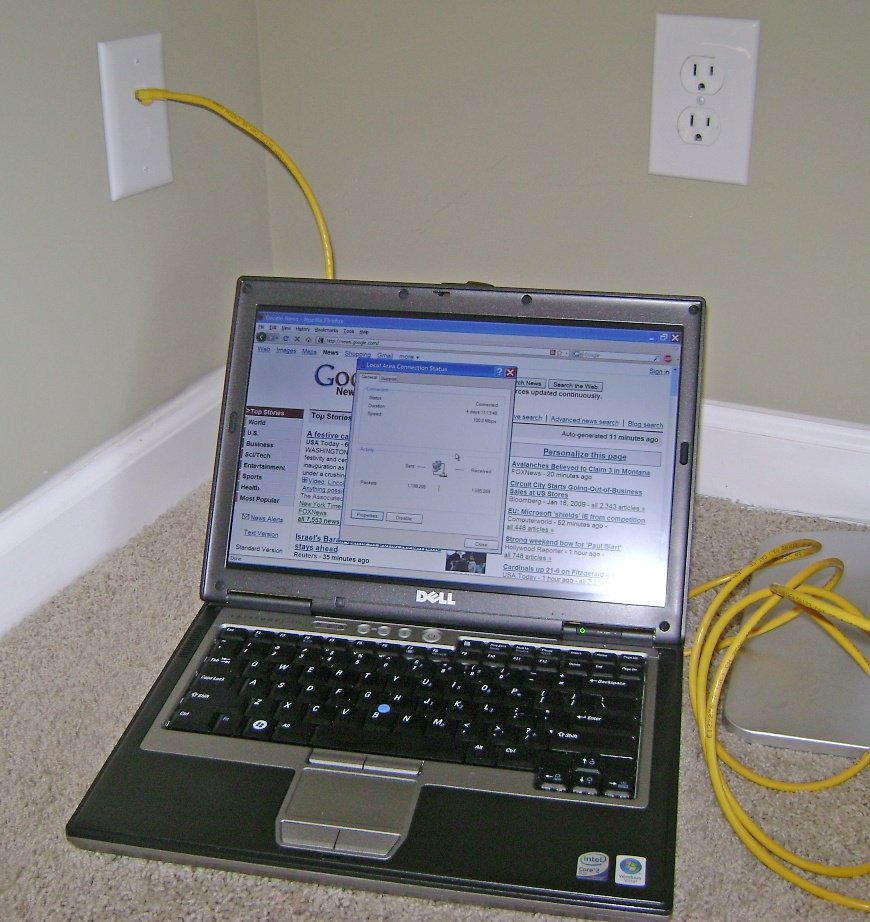 Home Network Ethernet RJ-45 Jack Speed Test