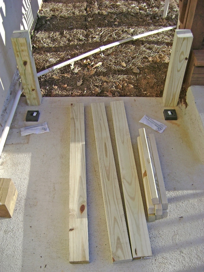 Build a Deck Rail: Materials Ready for Assembly