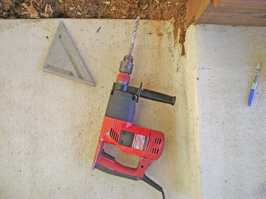 Build a Deck Rail: Drill the Hole for the Concrete Anchor