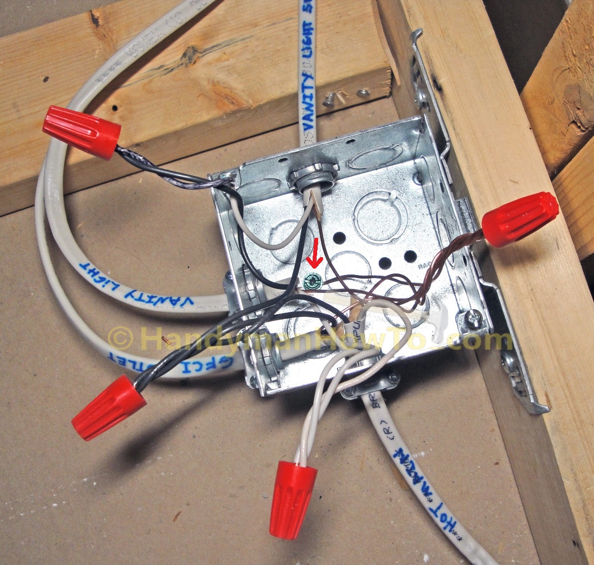 How to Finish a Basement Bathroom - Ceiling Junction Box  
