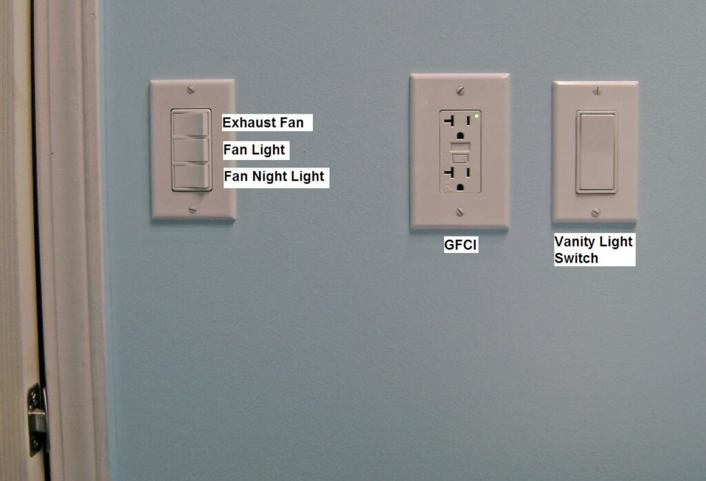Basement Bathroom Light Switches and GFCI Electrical Outlet