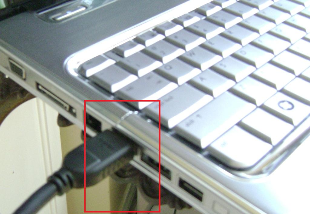 HDMI Cable Plugged into the Laptop Computer