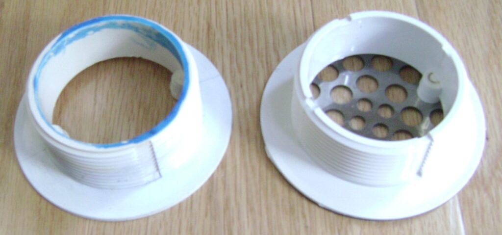 Old and New Shower Strainer Bodies with Course Threads