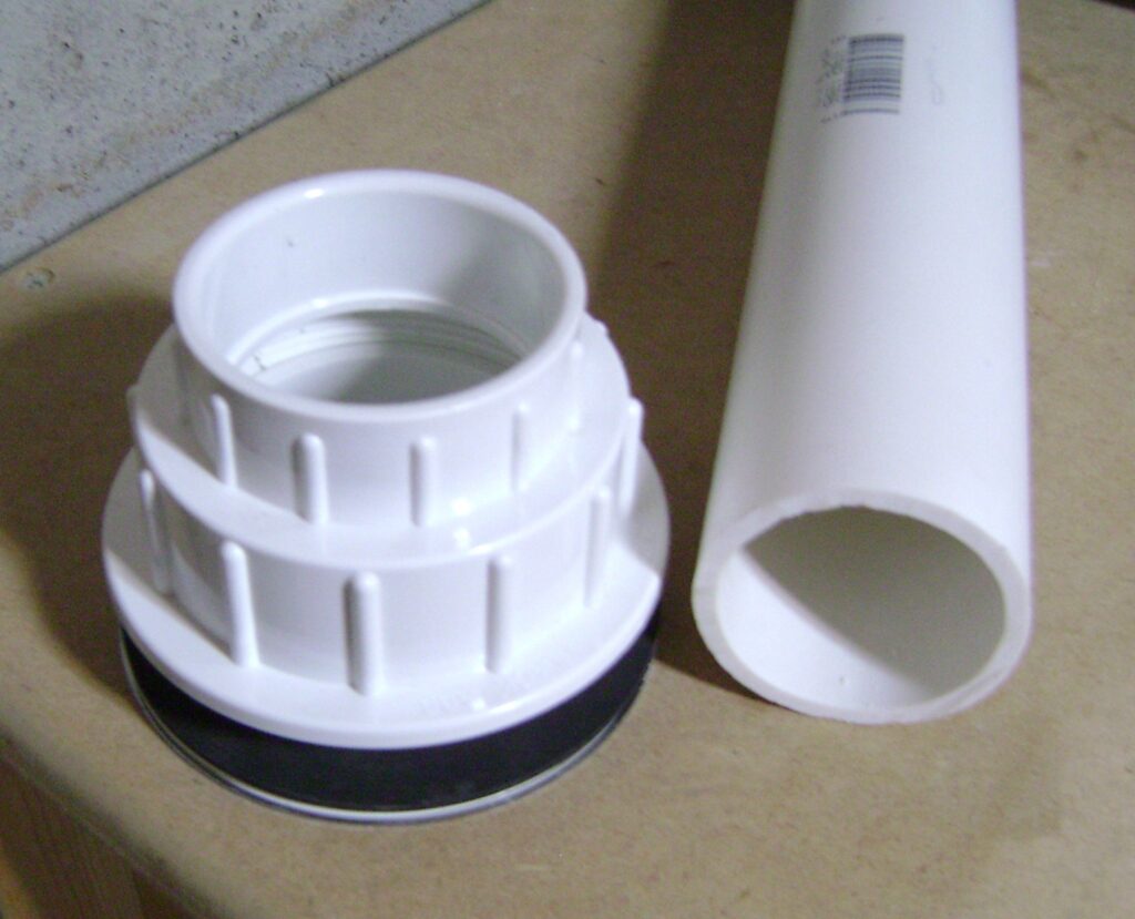 Bottom of Solvent Weld Shower Drain and 2-inch PVC Pipe