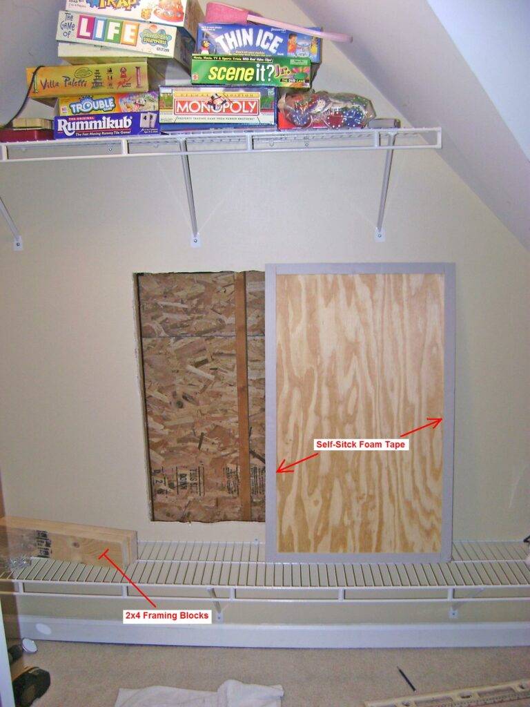Plywood Access Panel and 2x4 Framing Blocks