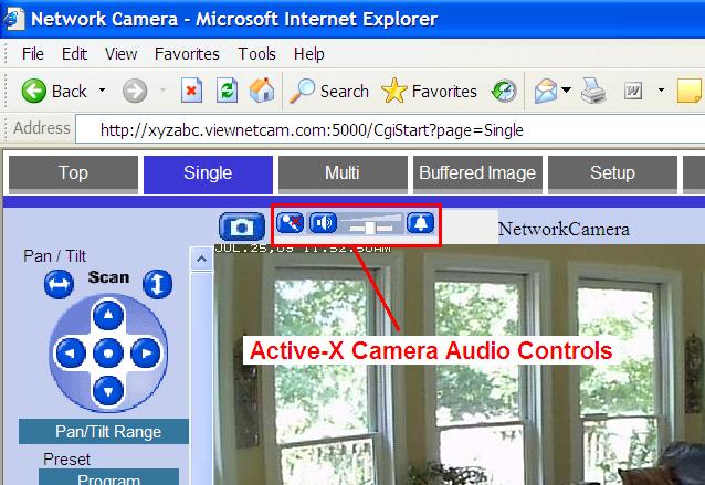 Panasonic Network Camera - Audio in Internet Explorer