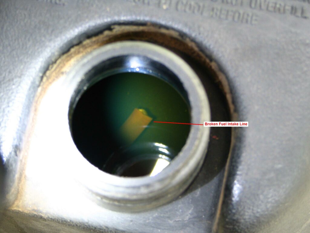 Broken Fuel Line inside the Gas Tank