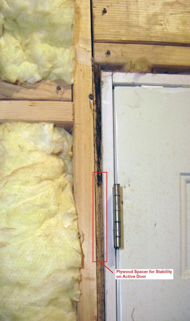 Left Top Door Hinge and Wood Frame Detail
