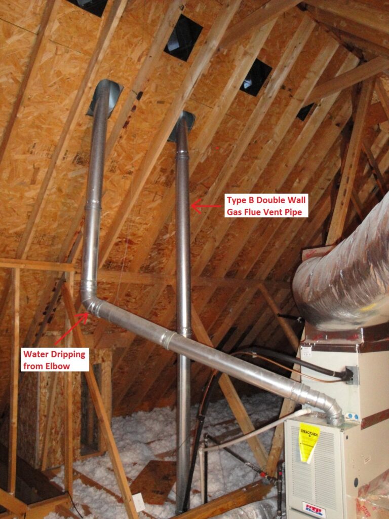 Roof Leak: Double Wall Type B Gas Vent Pipe in the Attic