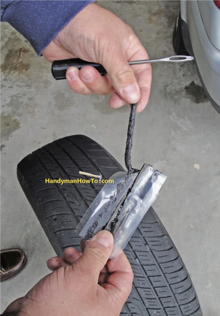 How to Plug a Flat Car Tire: Peel a Tire Plug from the Package