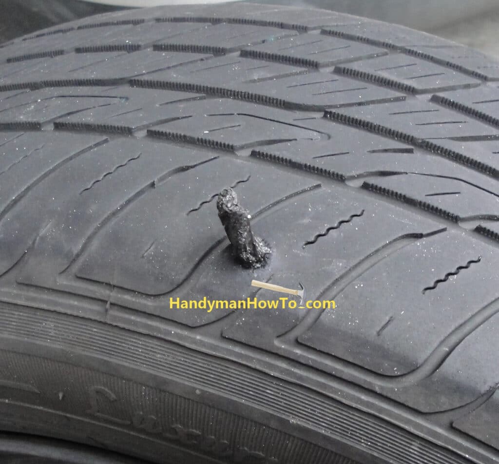 How to Plug a Flat Car Tire: Tire Plug set in the Puncture Hole