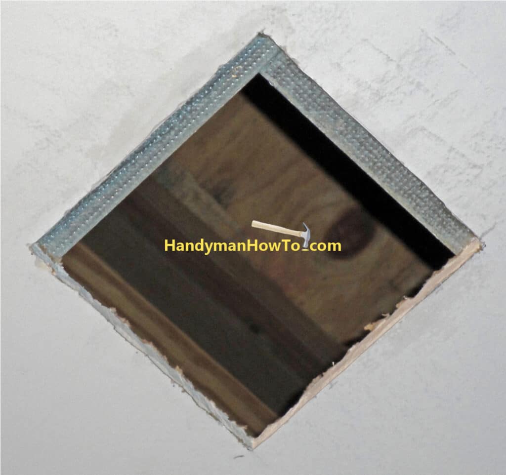 Water Damaged Drywall Ceiling Repair: Hole for the Repair Panel