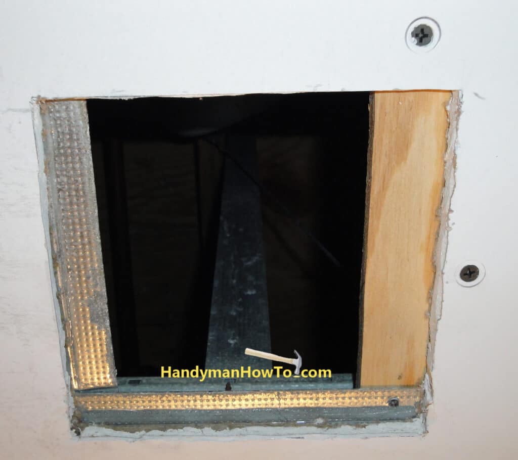 Drywall Ceiling Repair: Plywood Brace and Metal Runners