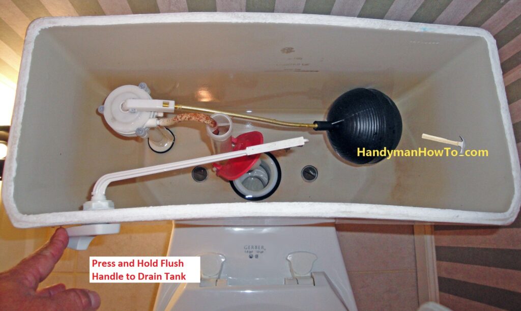 Toilet Fill Valve Repair: Hold the Toilet Flush Handle to Drain the Tank