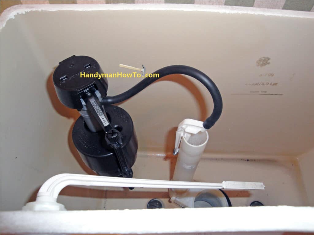 Toilet Repair: Refill Tube Attached to the Overflow Tube Angle Adapter