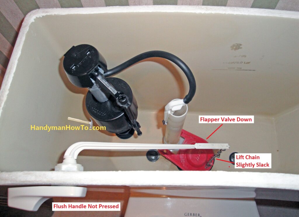Install a Toilet Fill Valve: Flapper Valve Closed and Lift Chain Slightly Slack