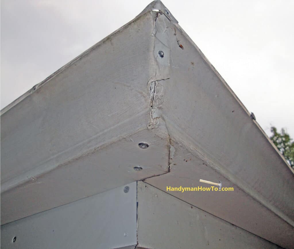 Gutter Corner Joint Fastened with Pop Rivets