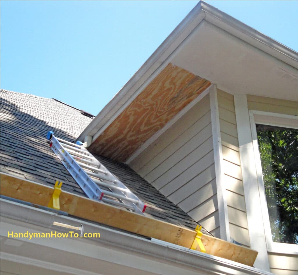 Rotted Soffit Repair: New Soffit Plywood and PVC Fascia Board