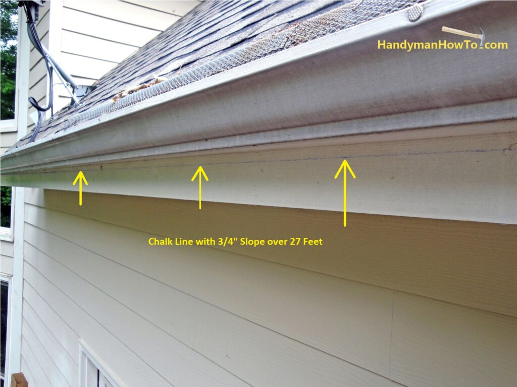 Reslope a Gutter: Chalk Line to Repitch the Gutter for Better Drainage