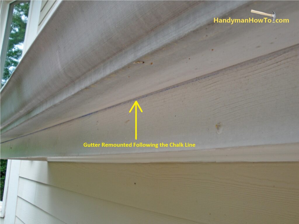 Repitch a Gutter following the Chalk Line for Proper Slope