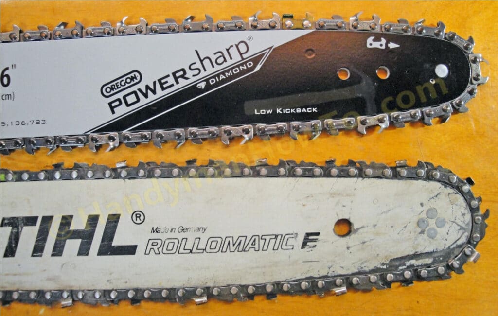 Oregon PowerSharp Chain compared to Standard Chainsaw Chain