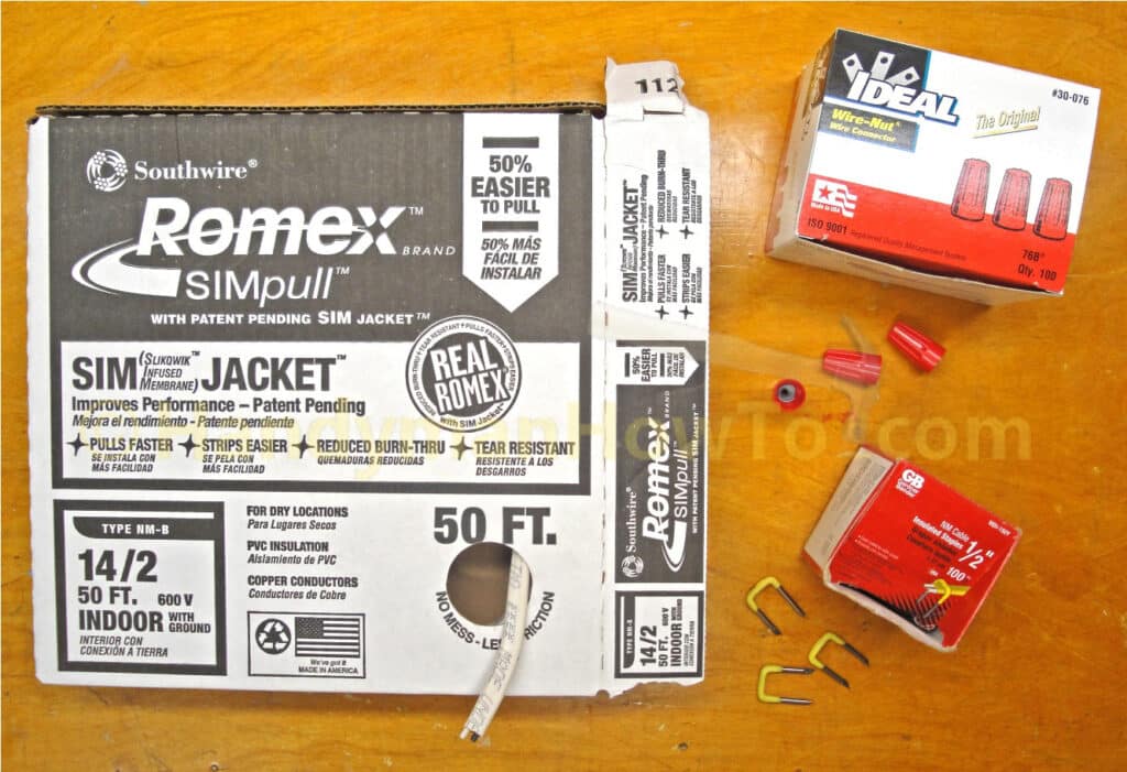 Romex NM 14/2 Wire, Wire Nuts and Cable Staples