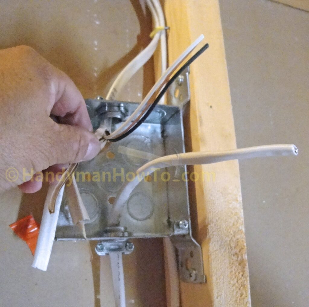 Junction Box Wiring: Peel off the NM-B 14/2 Outer Insulation