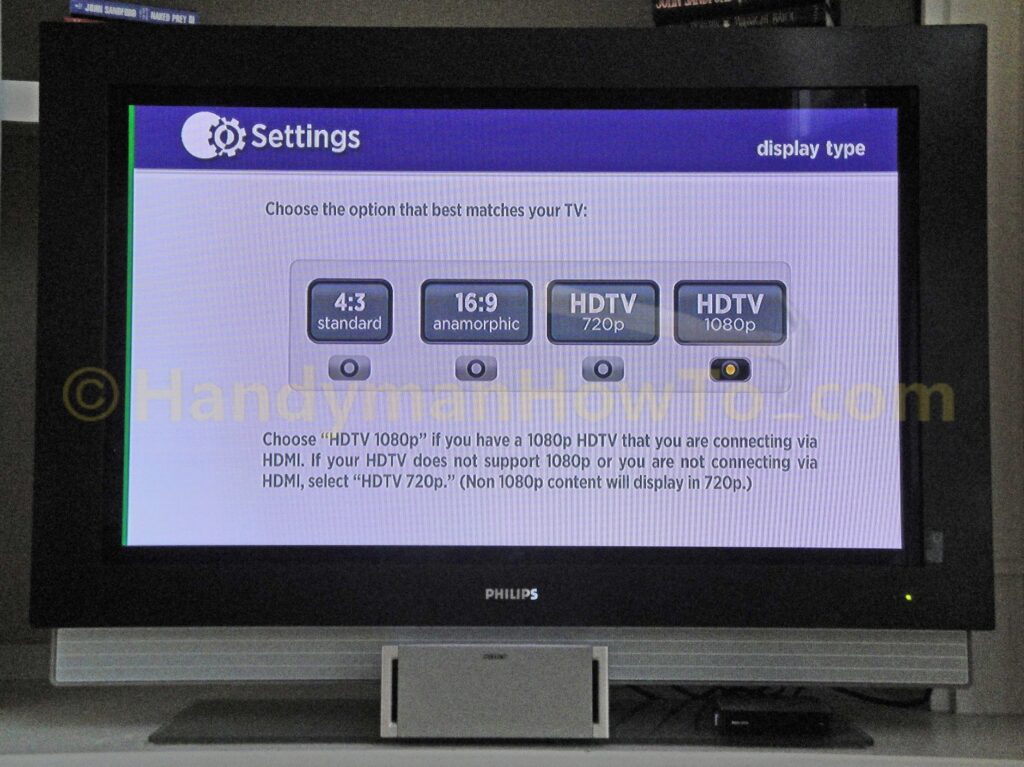 Roku TV Display Type Selection (standard or high def)