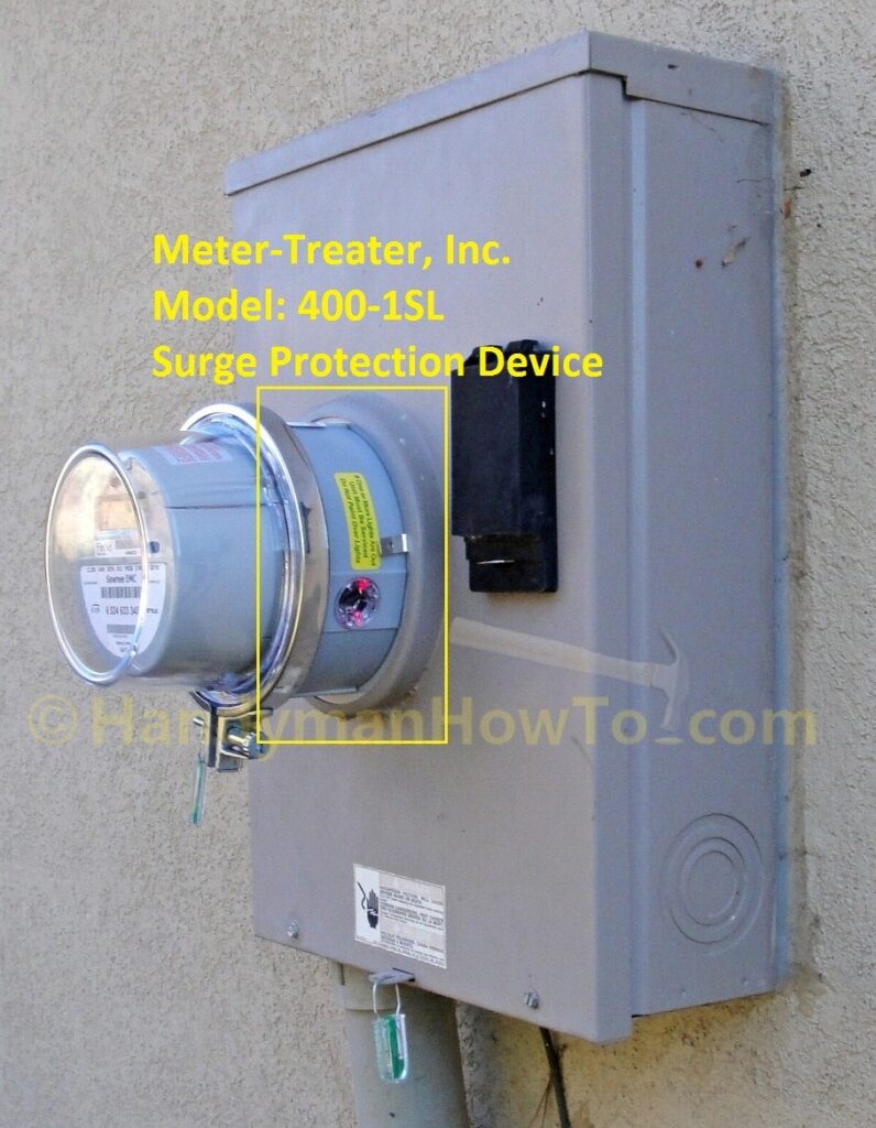 Meter-Treater 400-1SL Surge Protector Installed on the Electric Meter