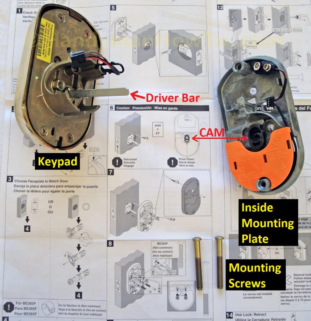 Install a Schlage Keypad Deadbolt BE365: Keypad and Inside Mounting Plate