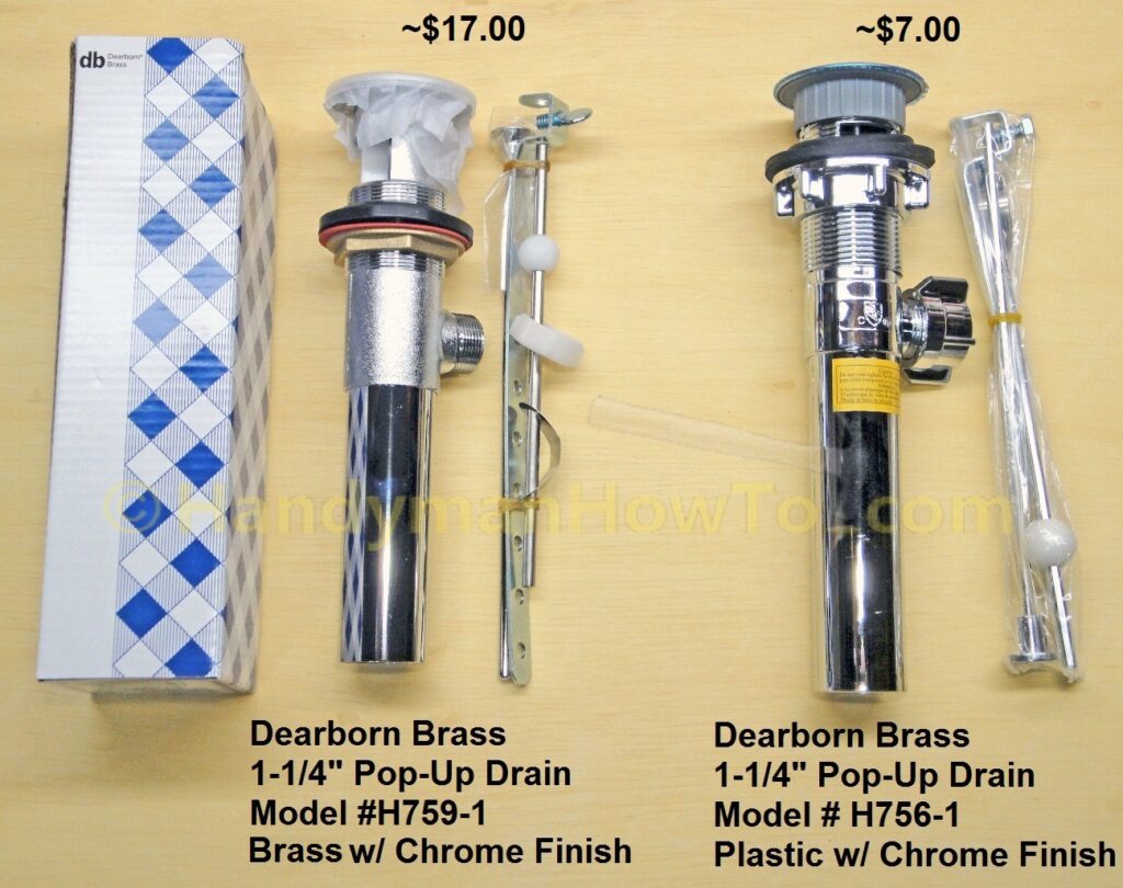 Dearborn Brass Pop-Up Drain: Model # H759-1 and H756-1