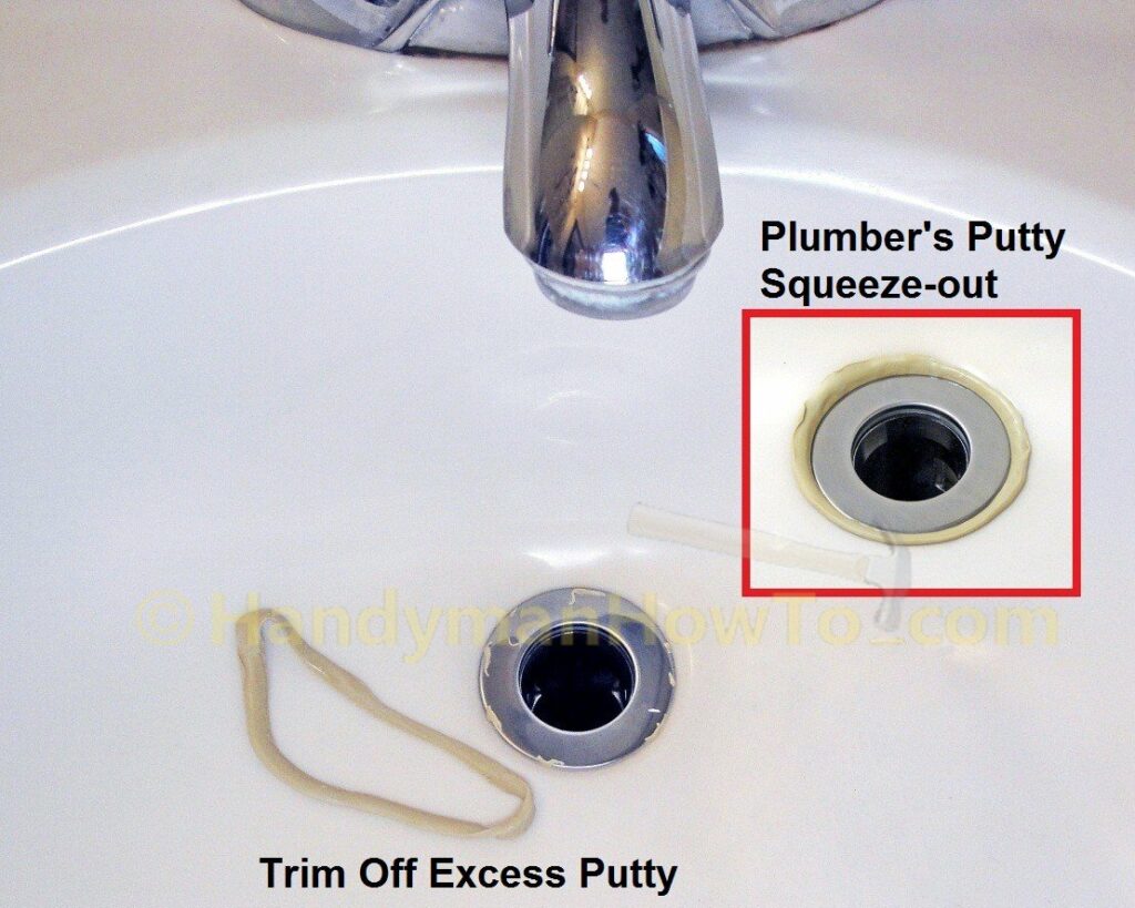 Install a Pop-Up Sink Drain: Plumber's Putty Squeeze-Out around the Drain Flange