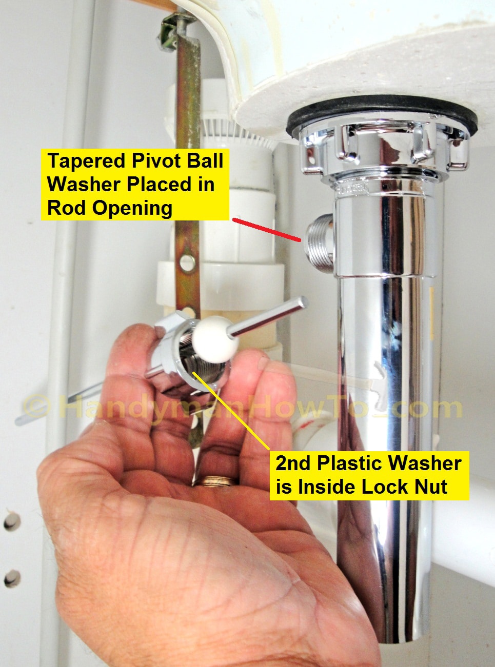 How To Replace A Pop Up Sink Drain Pivot Rod And P Trap