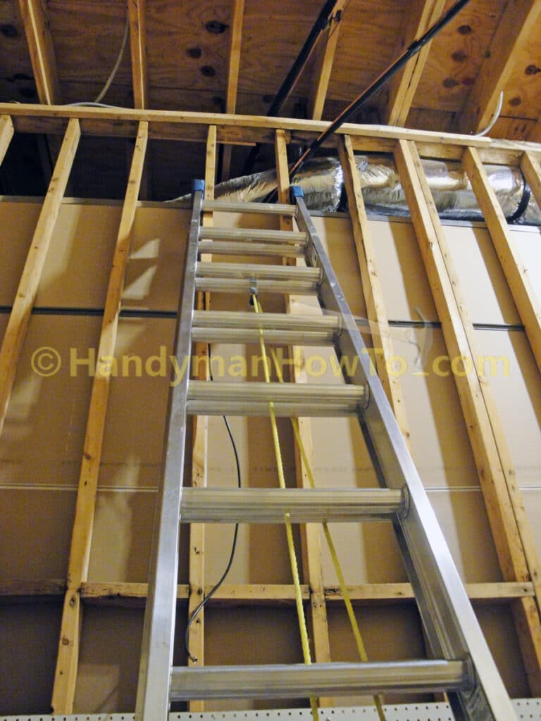 Extension Ladder to Finished Basement Drywall Ceiling