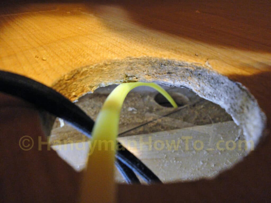 Under Sink Outlet: Electrical Fish Tape through the Kitchen Cabinet and Subfloor
