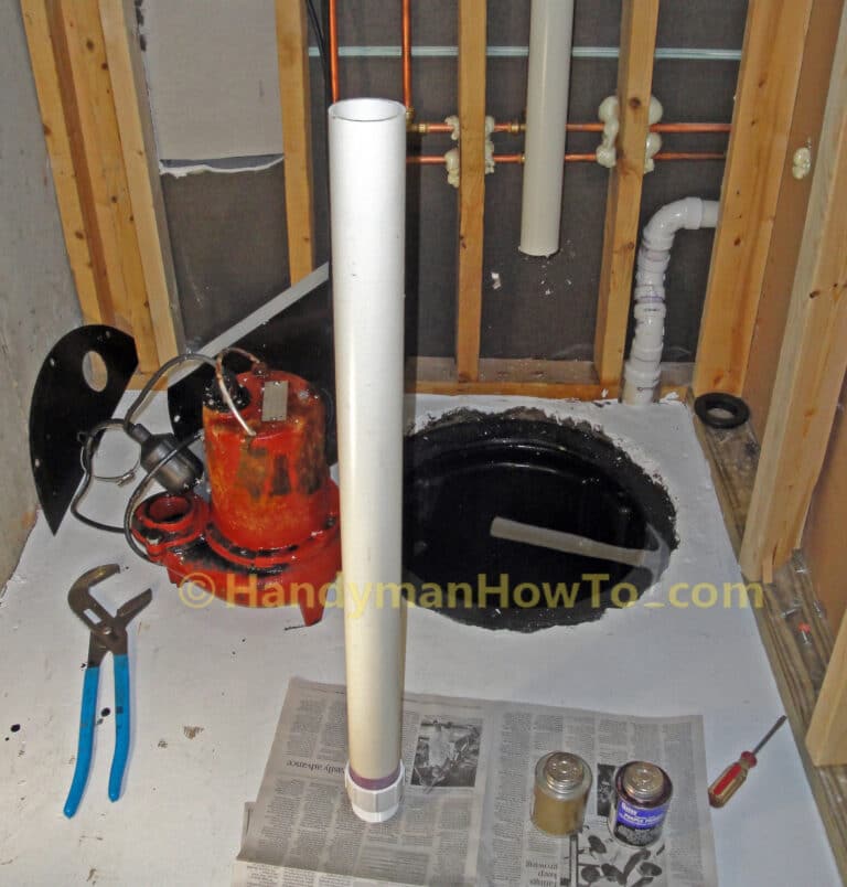 Basement Bathroom: Sewage Pump Discharge Pipe and Male Thread Adapter