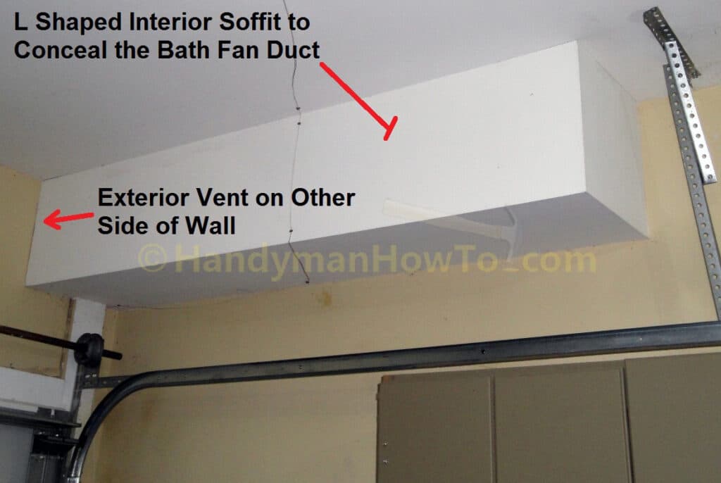 L-Shaped Interior Soffit to Conceal the Bathroom Ceiling Fan Duct