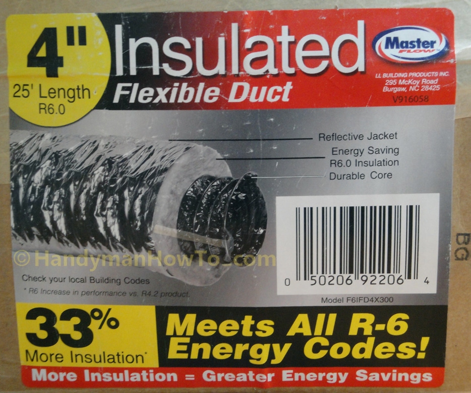 25 Ft Box of 4 Inch Insulated Flexible Duct for the Bathroom Vent Fan