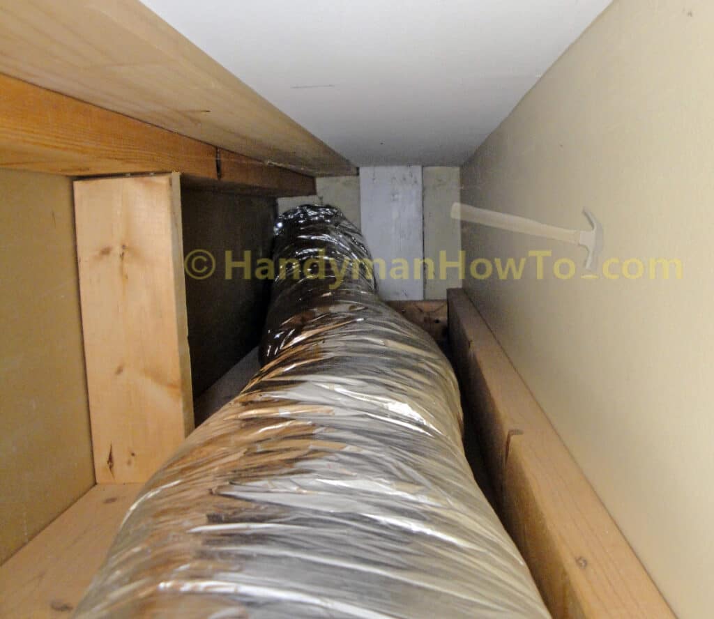 Bathroom Vent Fan Installation: Flex Duct Pulled through the Soffit
