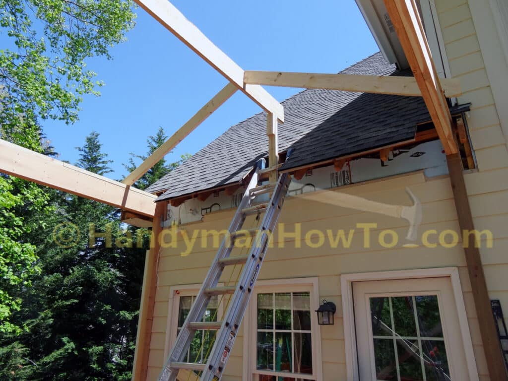Gable Roof Porch Construction over Wood Deck