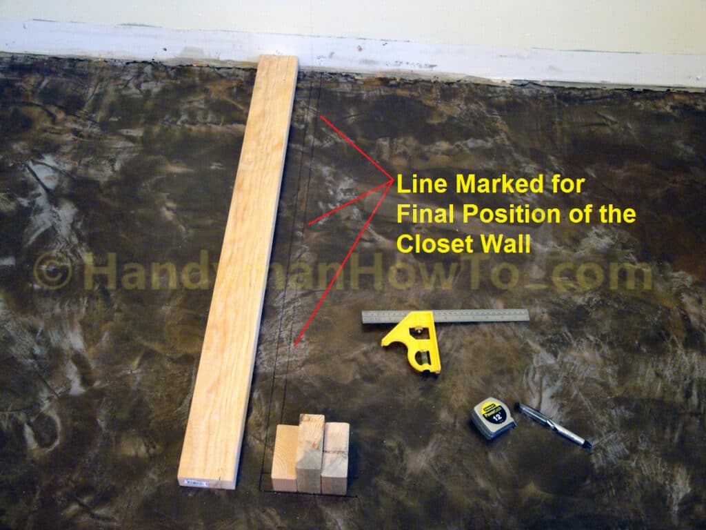 Basement Closet Framing: Final Wall Position