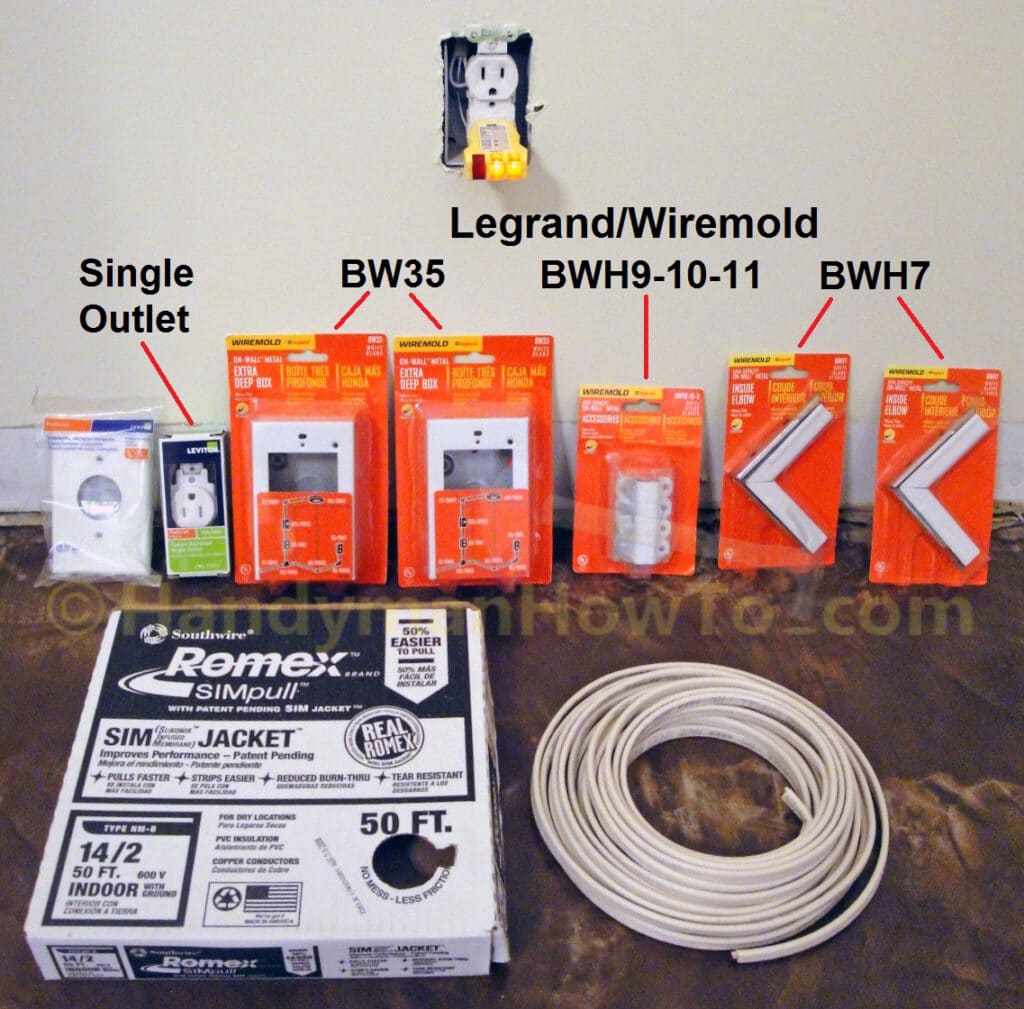 Extend Power from a Wall Outlet: Wiremold Surface Wiring Project Materials